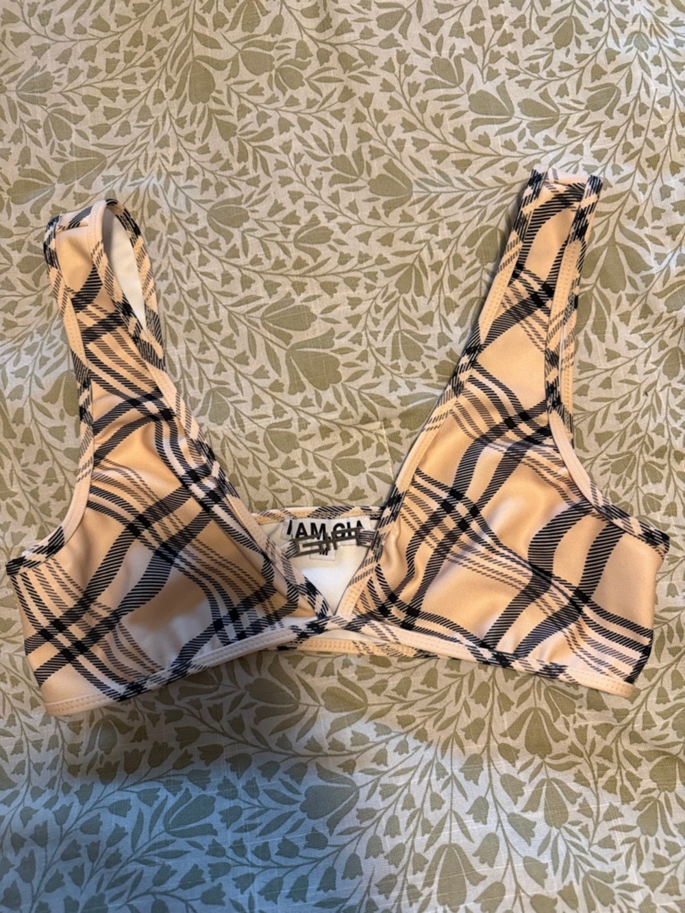 I.AM.GIA Beige & Black Plaid Bralette